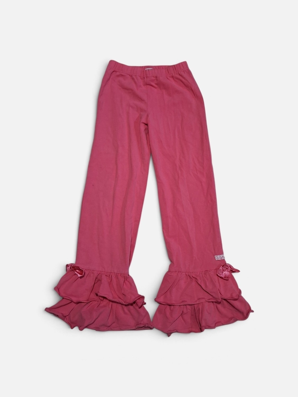 Ruffle Butts Girls Pink Double-Ruffle Leggings Pants 7